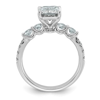 14k White Gold 2 5/8 carat Certified Lab Grown Diamond VS+ F+ Radiant Center with Round Sides Complete Ring — alternate view