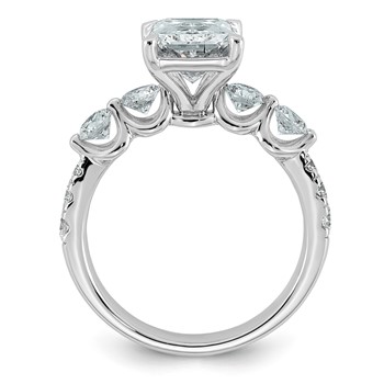 14k White Gold 3 7/8 carat Certified Lab Grown Diamond VS+ F+ Radiant Center with Round Sides Complete Ring — alternate view