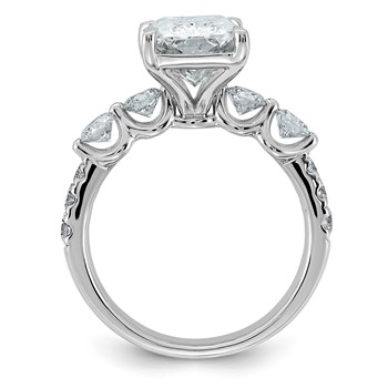 14k White Gold 4 7/8 carat Certified Lab Grown Diamond VS+ F+ Radiant Center with Round Sides Complete Ring — alternate view