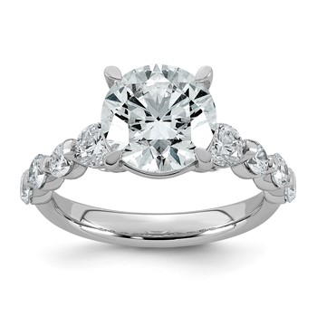 14kw 4ct Certified Rd Ctr Lab Grown Dia VS+ F+ w/ Round Sides Comp Ring