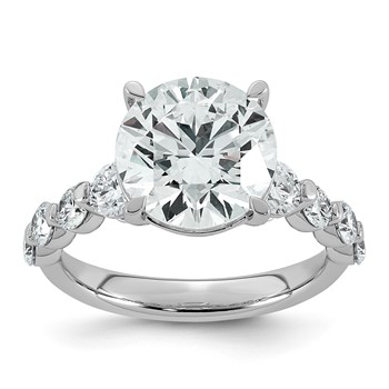 14kw 5ct Certified Rd Ctr Lab Grown Dia VS+ F+ w/ Round Sides Comp Ring