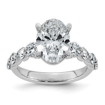 14kw 4ct Cert Oval Ctr Lab Grown Dia VS+ F+ w/ Round Sides Comp Ring