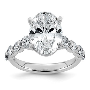 14kw 5ct Cert Oval Ctr Lab Grown Dia VS+ F+ w/ Round Sides Comp Ring