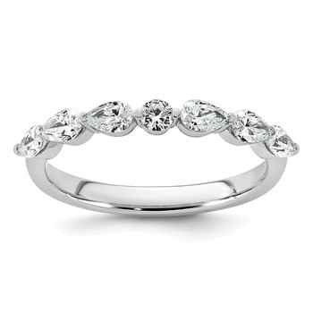 14kw 5/8ct Lab Grown Dia VS+ F+ Pear Shape Stones Comp Wedding Band