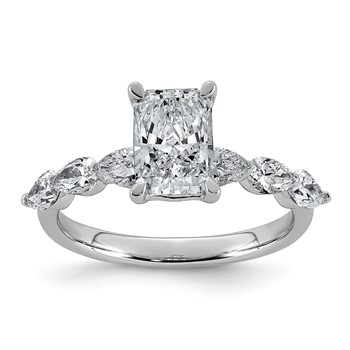 14kw 2 1/8ct Cert Radiant Ctr Lab Grown Dia VS+ F+ w/ Pear Sides Comp Ring
