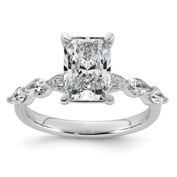 14kw 2 5/8ct Cert Radiant Ctr LabGrown Dia VS+ F+ w/ Pear Sides Comp Ring