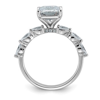 14kw 3 7/8ct Cert Radiant Ctr LabGrown Dia VS+ F+ w/ Pear Sides Comp Ring — alternate view