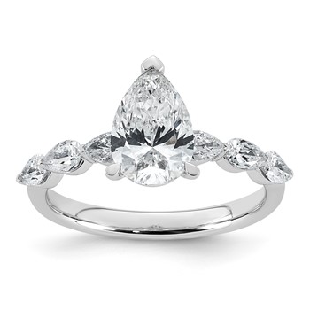 14kw 2 1/8ct Cert Pear Ctr Lab Grown Dia VS+ F+ w/ Pear Sides Comp Ring