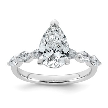 14kw 2 5/8ct Cert Pear Ctr Lab Grown Dia VS+ F+ w/ Pear Sides Comp Ring