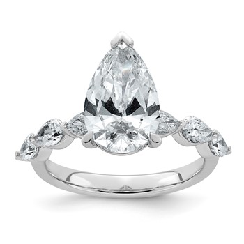 14kw 3 7/8ct Cert Pear Ctr Lab Grown Dia VS+ F+ w/ Pear Sides Comp Ring