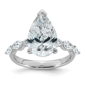 14kw 4 7/8ct Cert Pear Ctr Lab Grown Dia VS+ F+ w/ Pear Sides Comp Ring