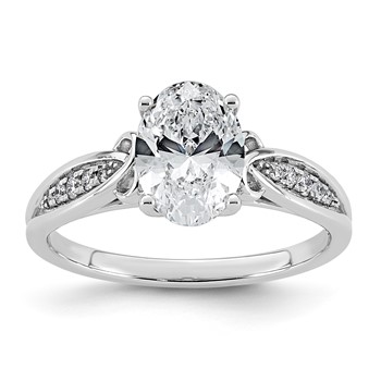 14kw 1 5/8ct Cert Oval Center Lab Grown Dia VS+ F+ Engagement Ring