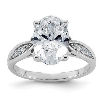 14kw 3 1/8ct Cert Oval Center Lab Grown Dia VS+ F+ Engagement Ring