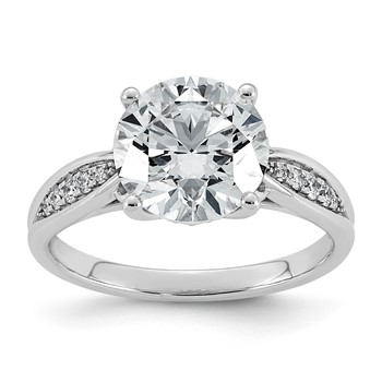 14kw 3 1/6ct Cert Round Center Lab Grown Dia VS+ F+ Engagement Ring