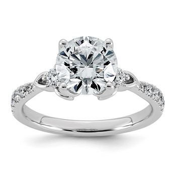 14kw 2 1/3ct Cert Round Center Lab Grown Dia VS+ F+ Engagement Ring