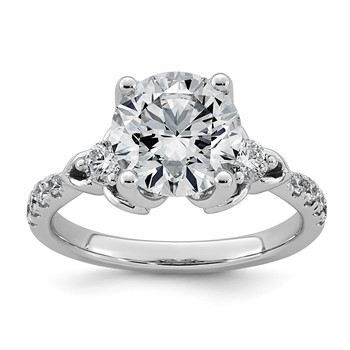 14kw 3ct Cert Round Center Lab Grown Dia VS+ F+ Engagement Ring