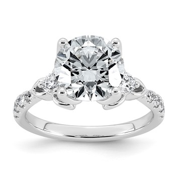 14kw 3 1/2ct Cert Round Center Lab Grown Dia VS+ F+ Engagement Ring