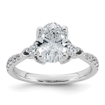 14kw 1 7/8ct Cert Oval Center Lab Grown Dia VS+ F+ Engagement Ring