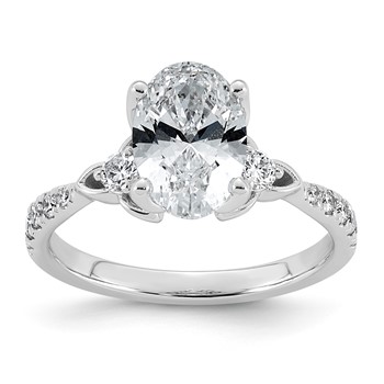 14kw 2 1/3ct Cert Oval Center Lab Grown Dia VS+ F+ Engagement Ring