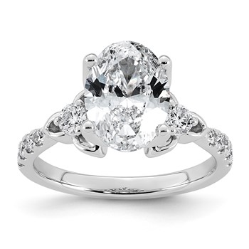 14kw 3ct Cert Oval Center Lab Grown Dia VS+ F+ Engagement Ring