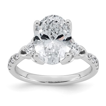 14kw 3 1/2ct Cert Oval Center Lab Grown Dia VS+ F+ Engagement Ring