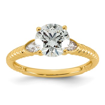 14ky 1 3/4ct Cert Round Center Lab Grown Dia VS+ F+ Engagement Ring
