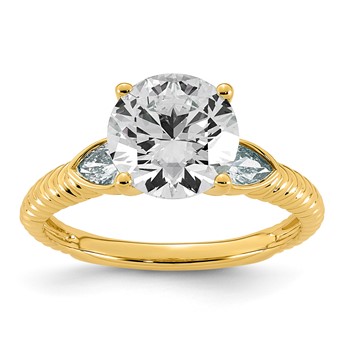 14ky 2 7/8ct Cert Round Center Lab Grown Dia VS+ F+ Engagement Ring
