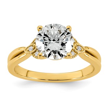 14ky 2ct Cert Round Center Lab Grown Dia VS+ F+ Comp Engagement Ring