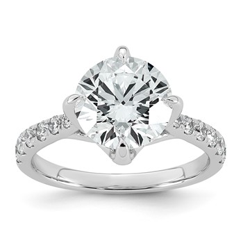 14kw 3 3/8ct Cert Round Center Lab Grown Dia VS+ F+ Comp Ring