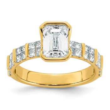 14ky 2 1/2ct Cert Emerald Center Lab Grown Dia VS+ F+ Comp Ring