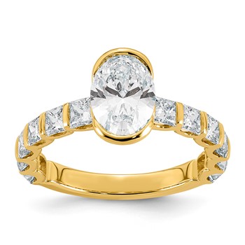 14ky 3ct Cert Oval Center Lab Grown Dia VS+ F+ Comp Ring