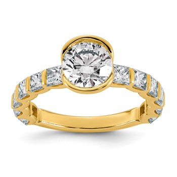 14ky 3ct Cert Round Center Lab Grown Dia VS+ F+ Comp Ring