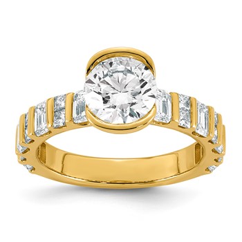 14ky 3ct Cert Round Center Lab Grown Dia VS+ F+ Comp Ring