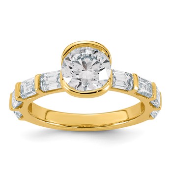 14ky 3 1/8ct Cert Round Center Lab Grown Dia VS+ F+ Comp Ring