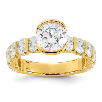 14ky 3ct Cert Round Center Lab Grown Dia VS+ F+ Comp Ring