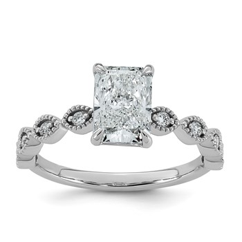 14kw 1 5/8ct Cert Radiant Ctr Lab Grown Dia VS+ F+ Engagement Comp Ring