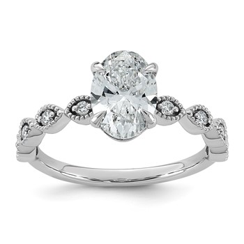 14kw 1 5/8ct Cert Oval Ctr Lab Grown Dia VS+ F+ Engagement Comp Ring