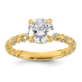 14ky 1 3/4ct Cert Round Ctr Lab Grown Dia VS+ F+ Complete Ring