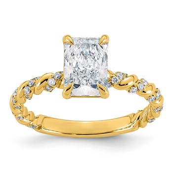 14ky 1 3/4ct Cert Radiant-cut Center Lab Grown Dia VS+ F+ Comp Ring