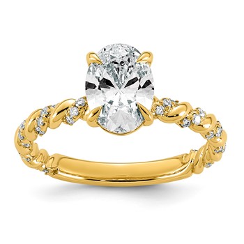 14ky 1 3/4ct Cert Oval Center Lab Grown Dia VS+ F+ Comp Ring