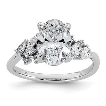 14kw 2 1/2ct Cert Oval Center Lab Grown Dia VS+ F+ Comp Ring