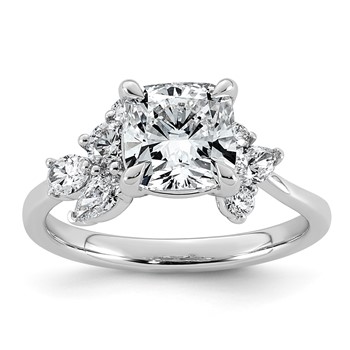 14kw 2 1/2ct Cert Cushion Center Lab Grown Dia VS+ F+ Comp Ring