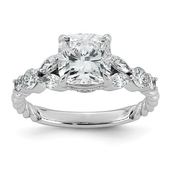 14kw 2 1/2ct Cert Cushion Center Lab Grown Dia VS+ F+ Comp Ring