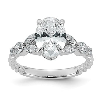 14kw 2 1/2ct Cert Oval Center Lab Grown Dia VS+ F+ Comp Ring