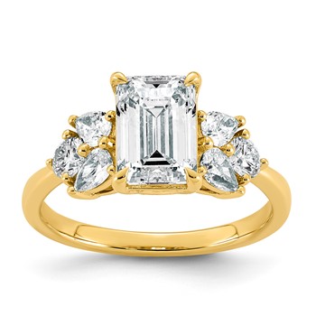 14ky 2 5/8ct Cert Emerald-cut Center Lab Grown Dia VS+ F+ Comp Ring