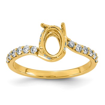 14ky 1/3ct Emerald-cut Center Lab Grown Dia VS+ F+ Semi-mount Twist Ring