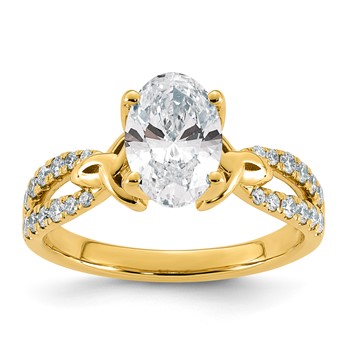 14ky 1 7/8ct Certified Oval Center Lab Grown Dia VS+ F+ Comp Ring