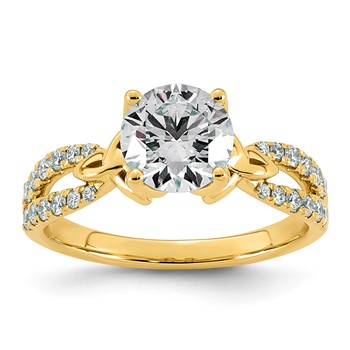 14ky 1 7/8ct Certified Round Center Lab Grown Dia VS+ F+ Comp Ring