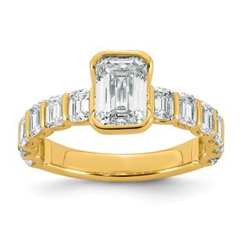 14ky 3ct Certified Emerald-cut Center Lab Grown Dia VS+ F+ Comp Ring