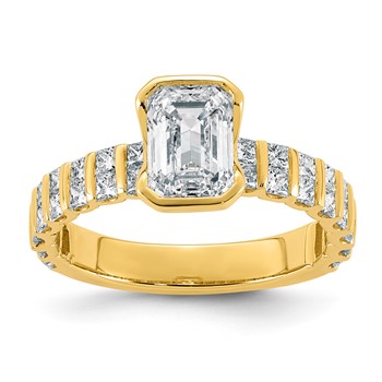 14ky 2 1/2ct Cert Emerald-cut Center Lab Grown Dia VS+ F+ Eng Ring